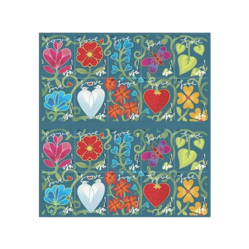 20-stamp pane with Cereus, Yucca filifera, and Beaucarnea, labeled "Huntington Desert Garden Forever 2011"