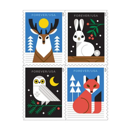 Winter Woodland Animals Stamps 2023 Forever Stamps 100 pcs - Forever Stamply