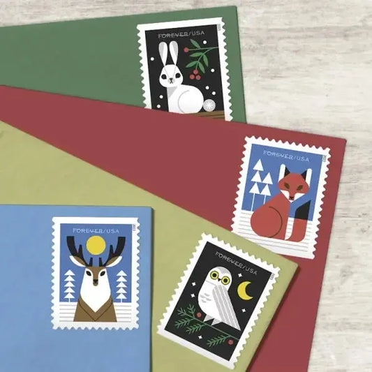 Winter Woodland Animals Stamps 2023 Forever Stamps 100 pcs - Forever Stamply
