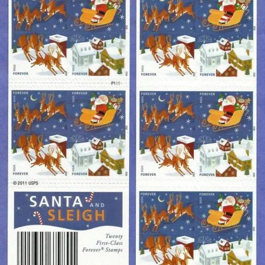 Santa and Sleigh 2012 Forever Postage Stamps 100 pcs - Forever Stamply